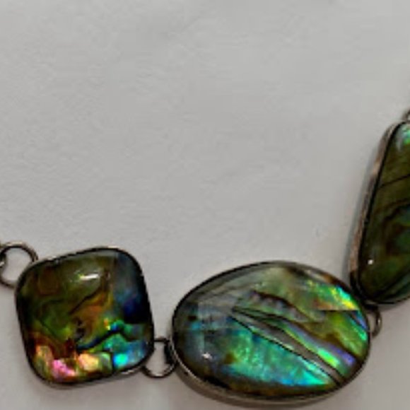 Vintage Sterling Silver Toggle Abalone Bracelet - Picture 7 of 14